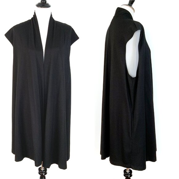 Bryn Walker Black Long Vest Open Front Cardigan Career Lagenlook XL - Picture 3 of 16
